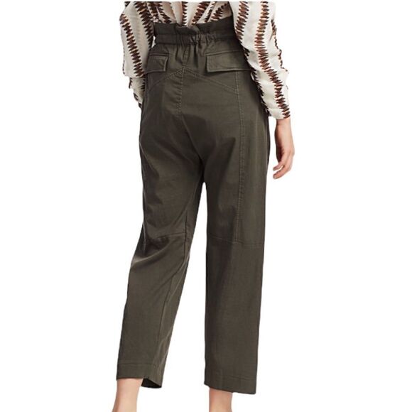 Munthe Women’s Green High-Rise Exhibit Paperbag Pants Size Medium - Picture 2 of 13